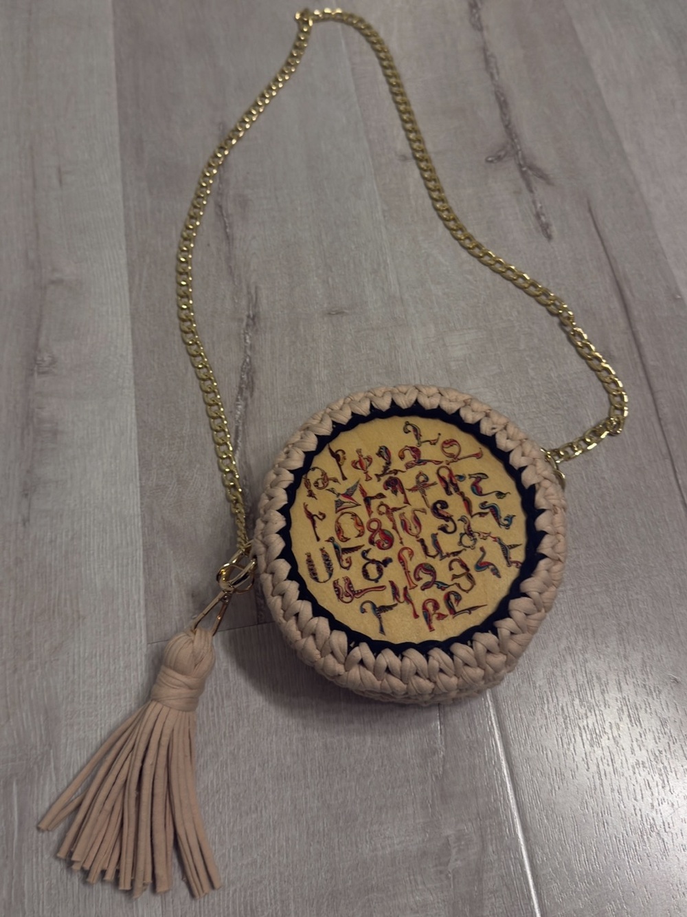 Round Crochet Crossbody Bag with Tassel